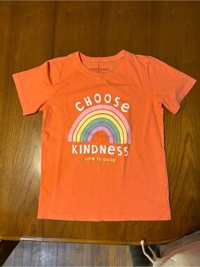 Life Is Good Coral 'Choose Kindness' Rainbow Short Sleeve Tee